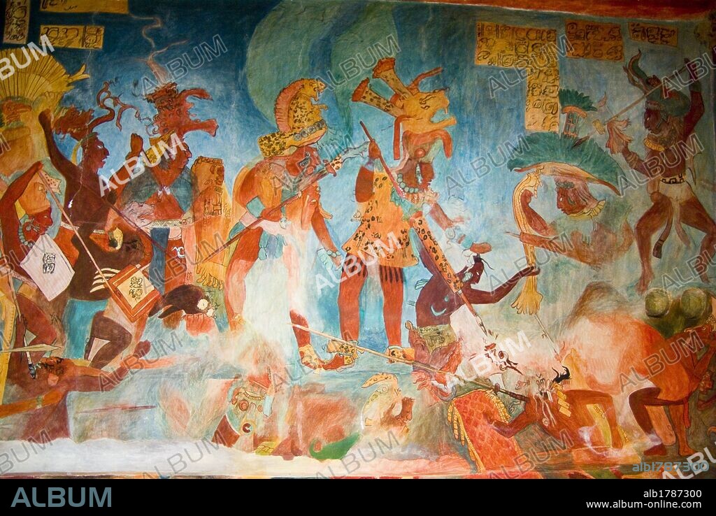 Mexico.Mexico city.National Museum of Antropology.Maya culture.Painting of Bonampak.