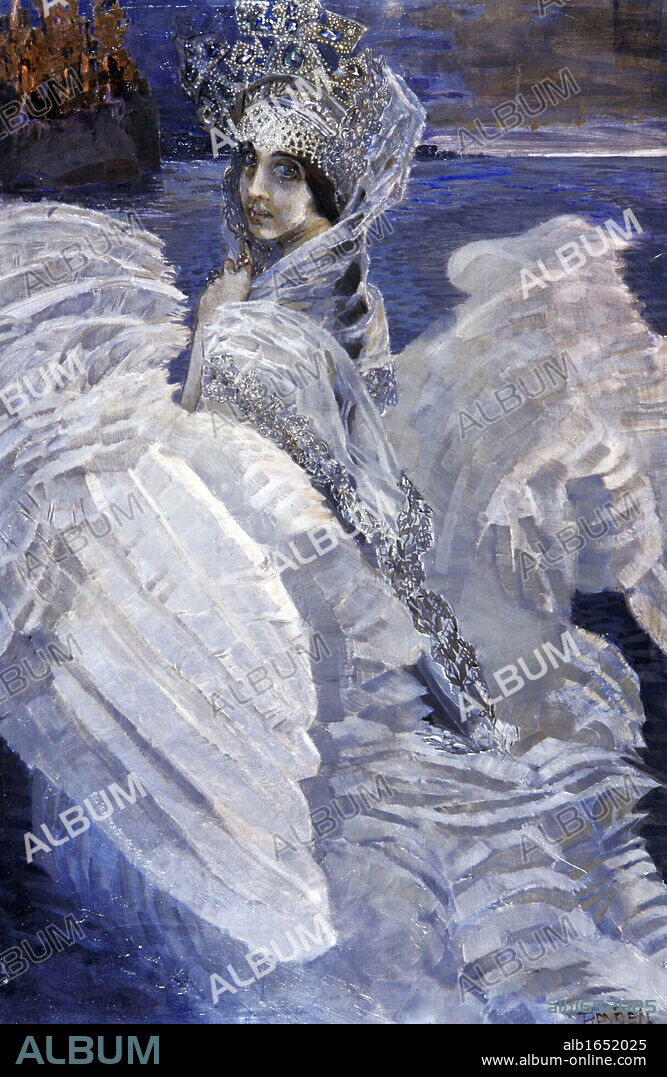 The Swan Princess', 1900. by Mikhail Vrubel (1856-1910) Russian Symbolist painter. Artist's wife the opera singer Nadezhda Zabela as the Swan Princess.