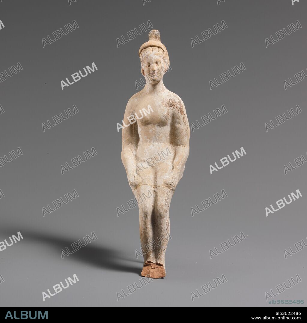 Terracotta statuette of a doll. Culture: Greek, South Italian, Tarentine. Dimensions: H. 6 5/8 in. (16.8 cm). Date: 3rd century B.C..
Nude, wearing earrings and diadem.