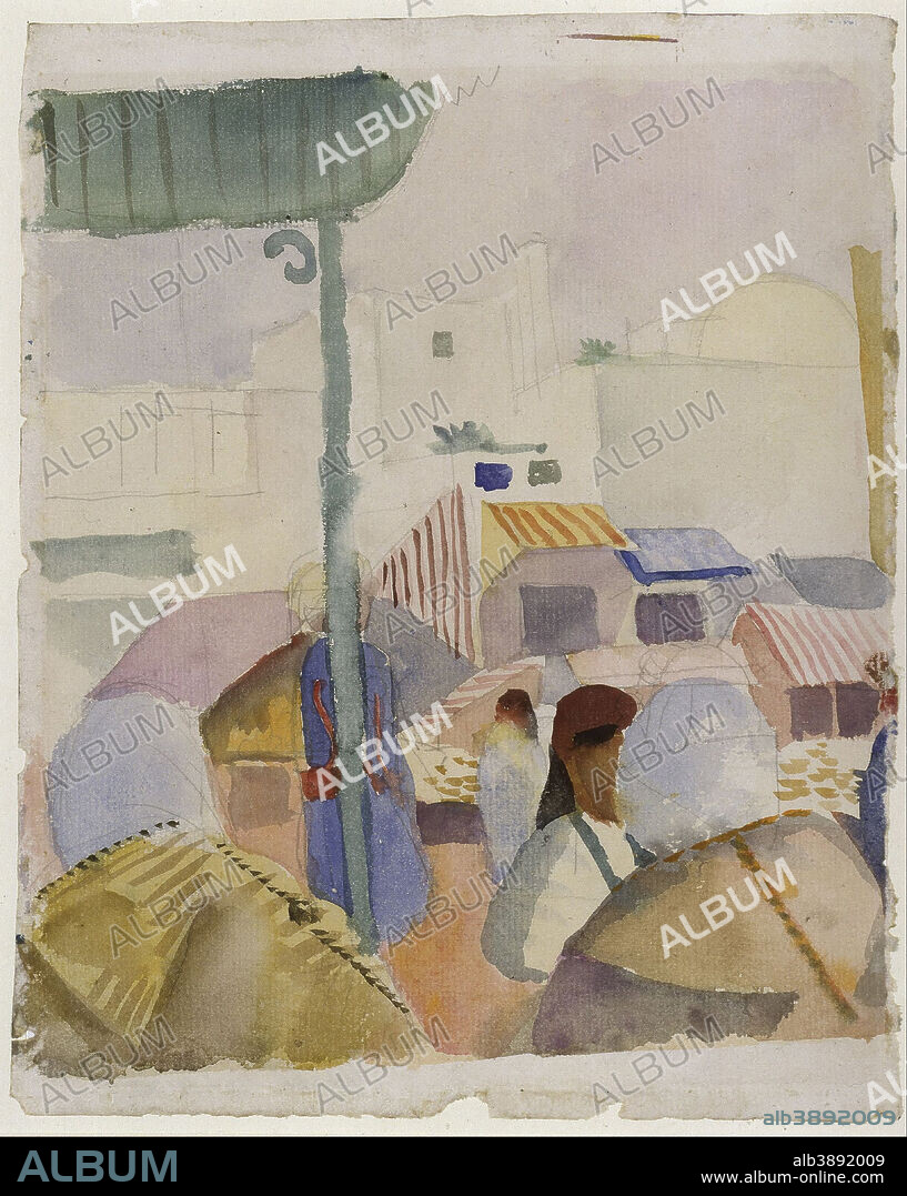 AUGUST MACKE. Market in Tunis II. Date/Period: 1914. Watercolor