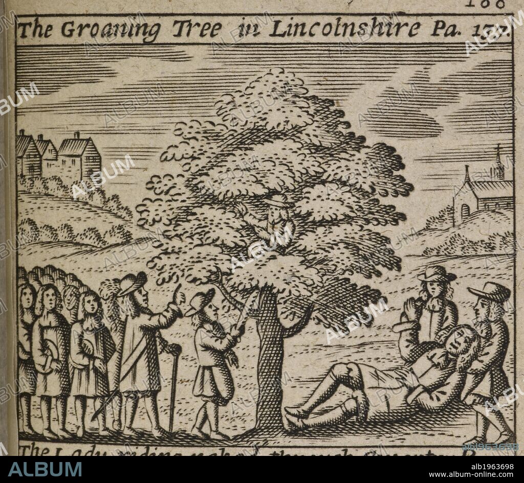 Illustration of crowd around 'The Groaning Tree' in Lincolnshire