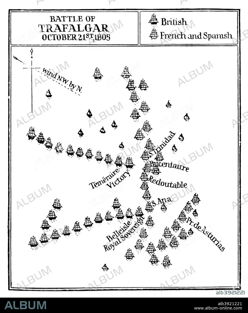 Battle of Trafalgar, 1805. Artist: Unknown - Album alb3921221