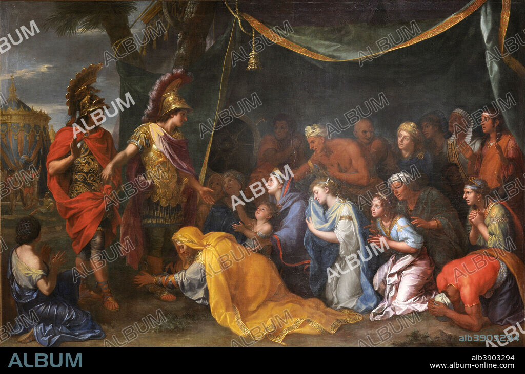 CHARLES LE BRUN. Les reines de Perse aux pieds d'Alexandre dit aussi la tente de Darius / The Queens of Persia at the feet of Alexander, also called The Tent of Darius. Date/Period: 17th century. Painting. Oil on canvas. Height: 298 cm (117.3 in); Width: 453 cm (14.8 ft).