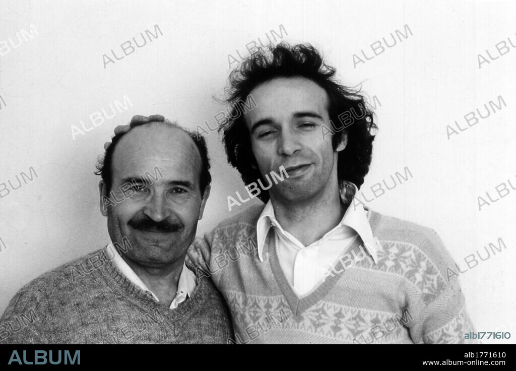 Roberto Benigni with his father. The comedian Roberto Benigni posing with his father Luigi. Vergaio, Prato, 1980.