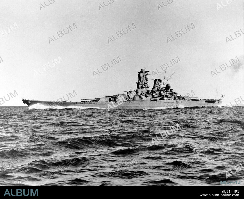 Japanese battleship Yamato on a trial at Sata point western Ireland sea. 30th October, 1941.