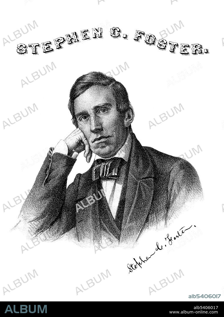 Stephen Collins Foster (July 4, 1826 - January 13, 1864) was an American composer and songwriter. Foster taught himself to play the clarinet, guitar, flute, and piano, and had no formal instruction in composition. He wrote more than 200 songs and many of his compositions remain popular today. He is considered one of the most famous songwriters of the 19th century. No artist credited, 1888 (cropped and cleaned).