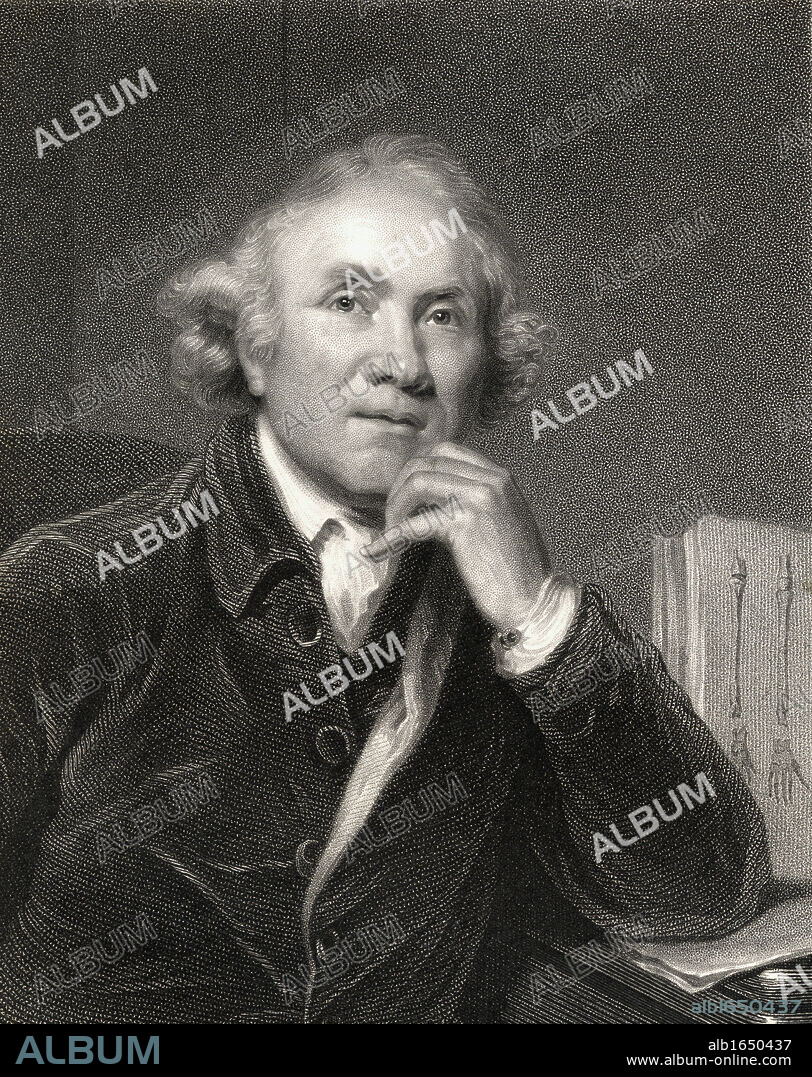 John Hunter 1728-1793. British surgeon, founder of pathological anatomy in England. From the book 'Gallery of Portraits' published London 1833.