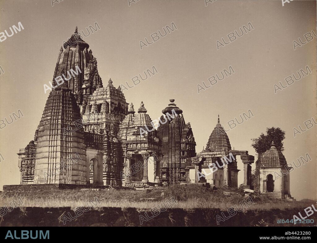 Jain Temples at Khajraha, Lala Deen Dayal (Indian, 1844 - 1905), Khajuraho, India, 1882, Albumen silver print, 18 × 25.1 cm (7 1/16 × 9 7/8 in.).