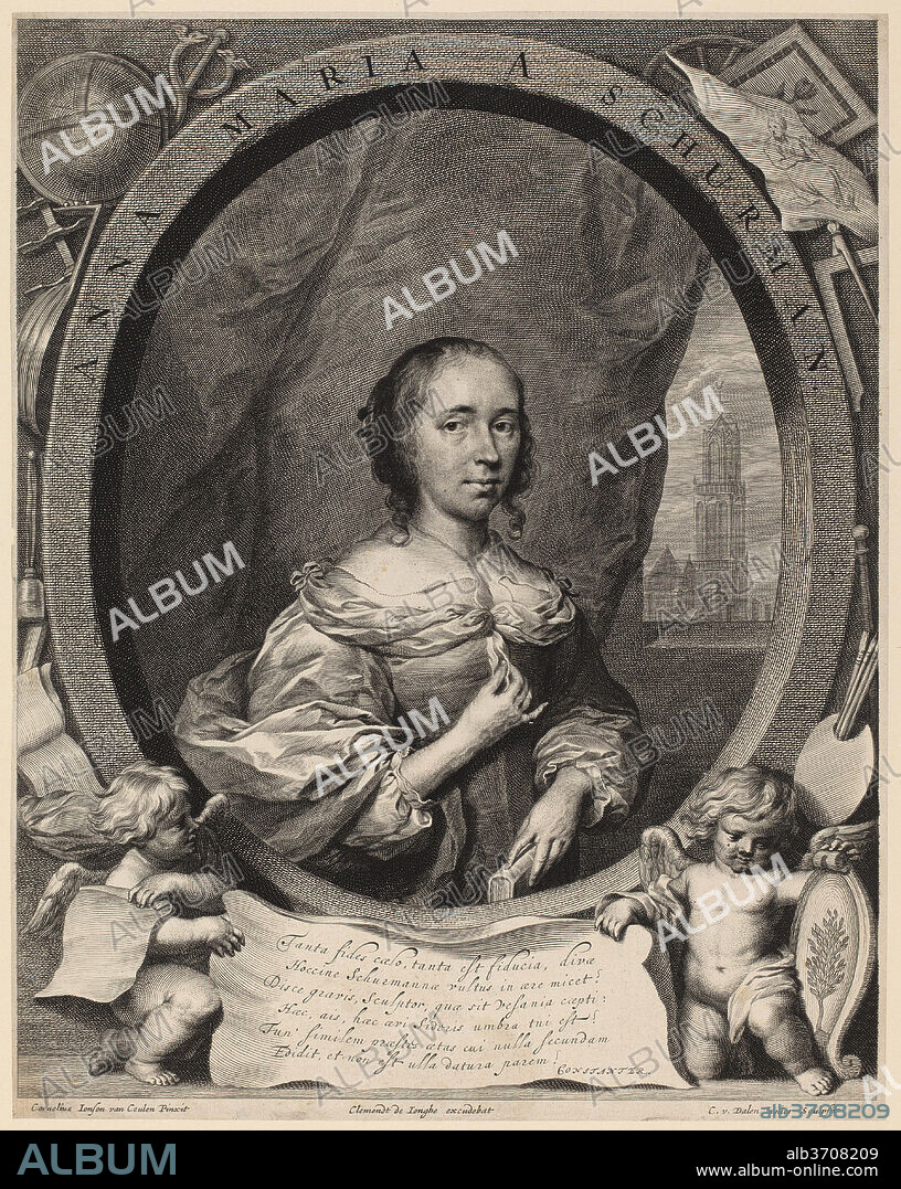 CORNELIS VAN DALEN THE YOUNGER AFTER CORNELIS JONSON VAN CEULEN. Anna Maria van Schurman. Dated: c. 1650. Medium: engraving.