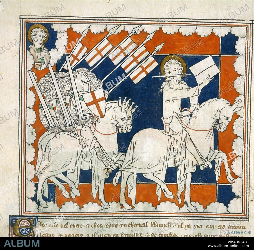 The Rider on White Horse. Apocalypse. England; early 14th century ...