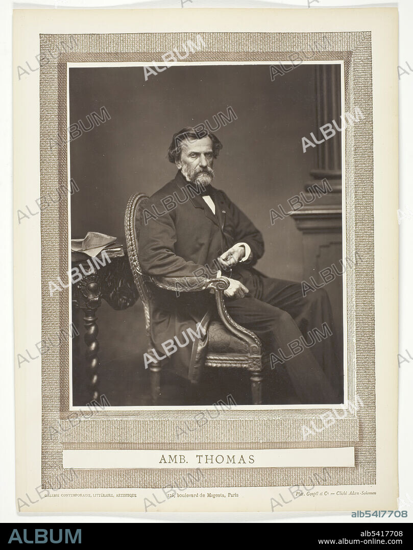 ANTOINE-SAMUEL ADAM-SALOMON. Amb. Thomas, 1876/84. [Portrait of French composer Ambroise Thomas]. Woodburytype, from the periodical "Galerie Contemporaine Littéraire, Artistique" (1876), volume 1.