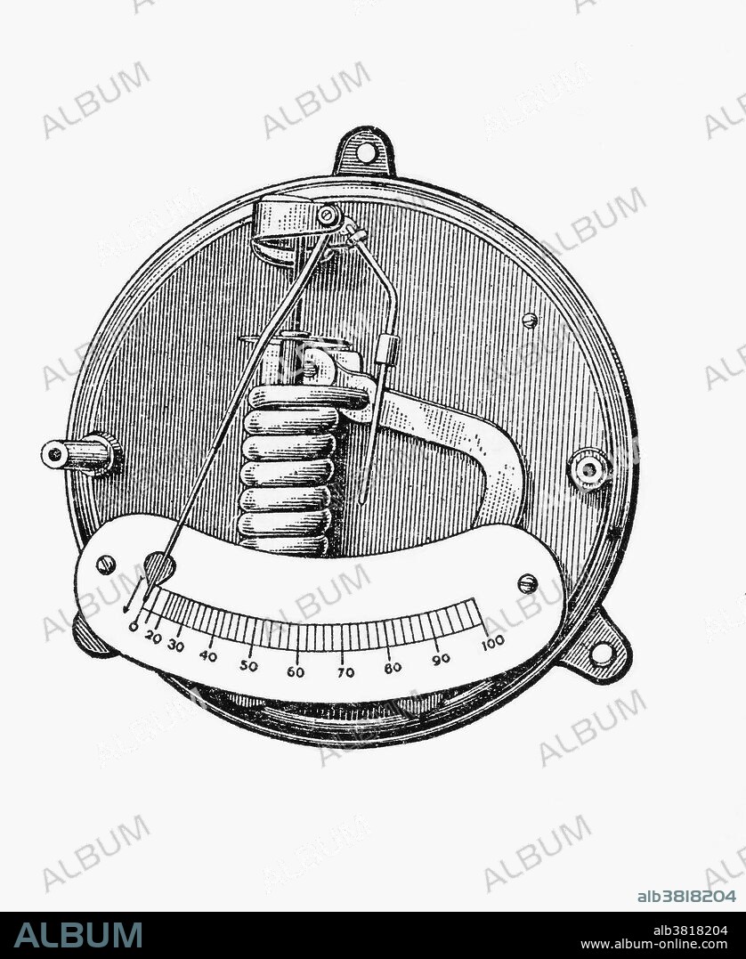 An ammeter, an instrument that measures electric current in a circuit.