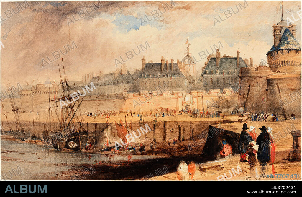 WILLIAM CALLOW. The Harbor of St. Malo at Low Tide. Dated: c. 1850. Dimensions: overall: 25.5 x 42.9 cm (10 1/16 x 16 7/8 in.). Medium: watercolor with gouache over graphite on wove paper.