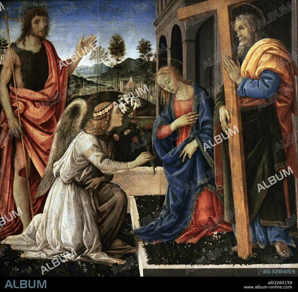 Filippino Lippi (1457-1504). Italian painter. Annunciation with the Saints John the Baptist and Andrew, 1483. Bourbon Collection. National Museum of Capodimonte. Naples. Italy.