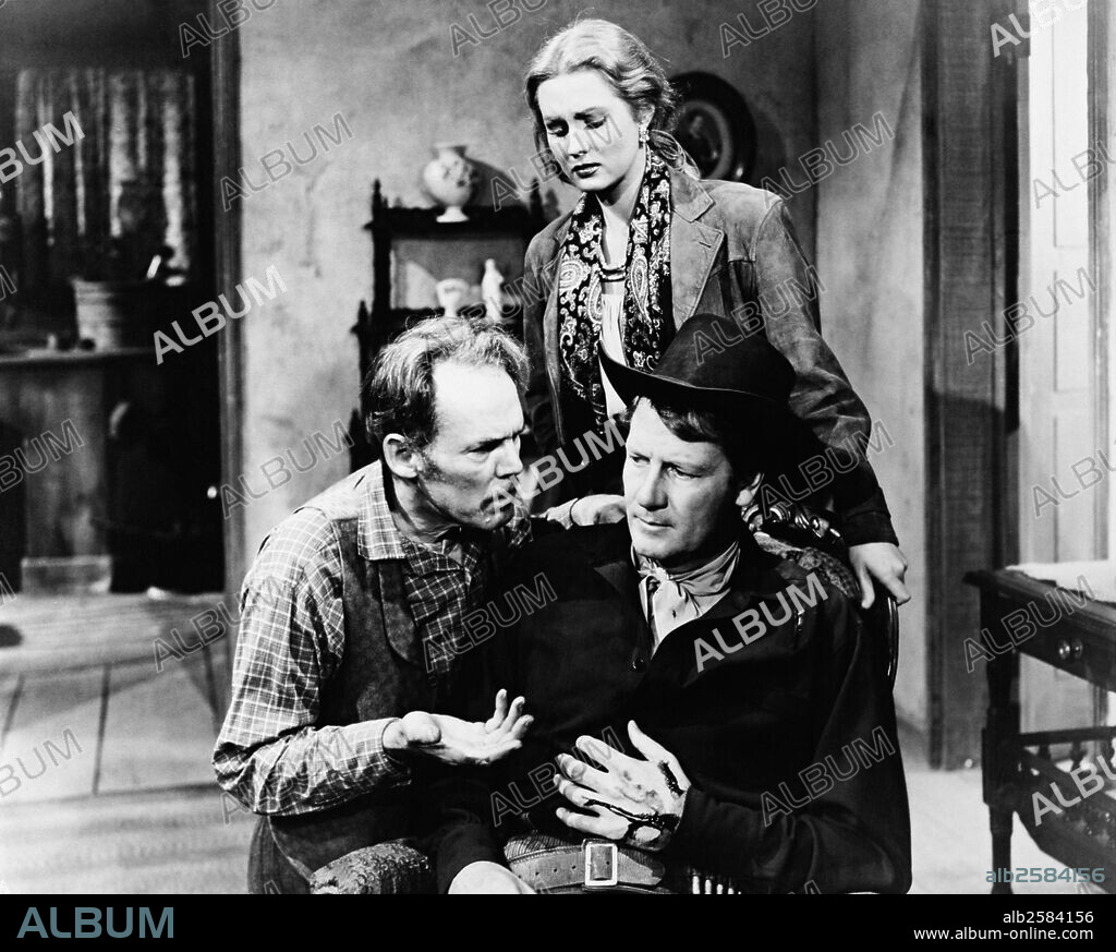 HENRY HULL, JOEL MCCREA and VIRGINIA MAYO in COLORADO TERRITORY, 1949, directed by RAOUL WALSH. Copyright WARNER BROTHERS.