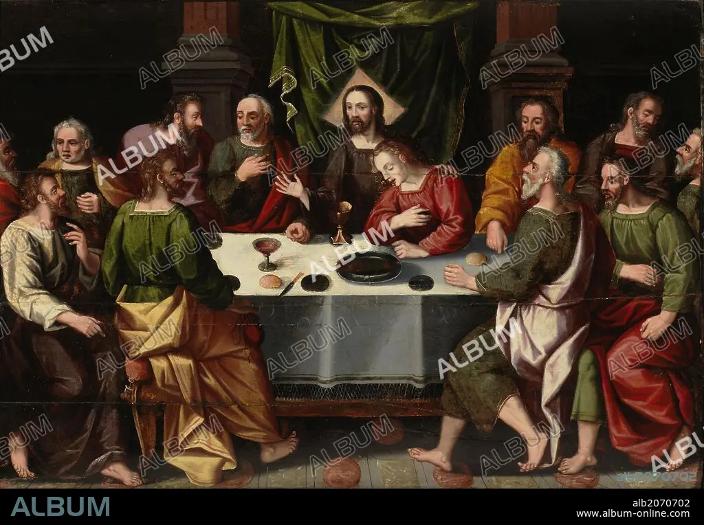 Anonymous / 'The Last Supper', 16th century, Spanish School, Panel 