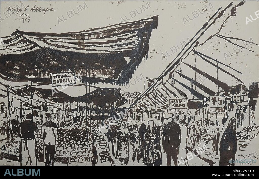 ALEXANDER ZHITOMIRSKY. 'Bazaar in Ankara'. Turkey, 1967. Dimensions: 31,3x49,5 cm.