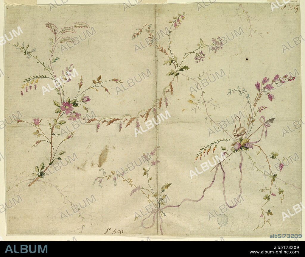 Design for the Embroidery of a Lady's Dress, Pattern 591, of the