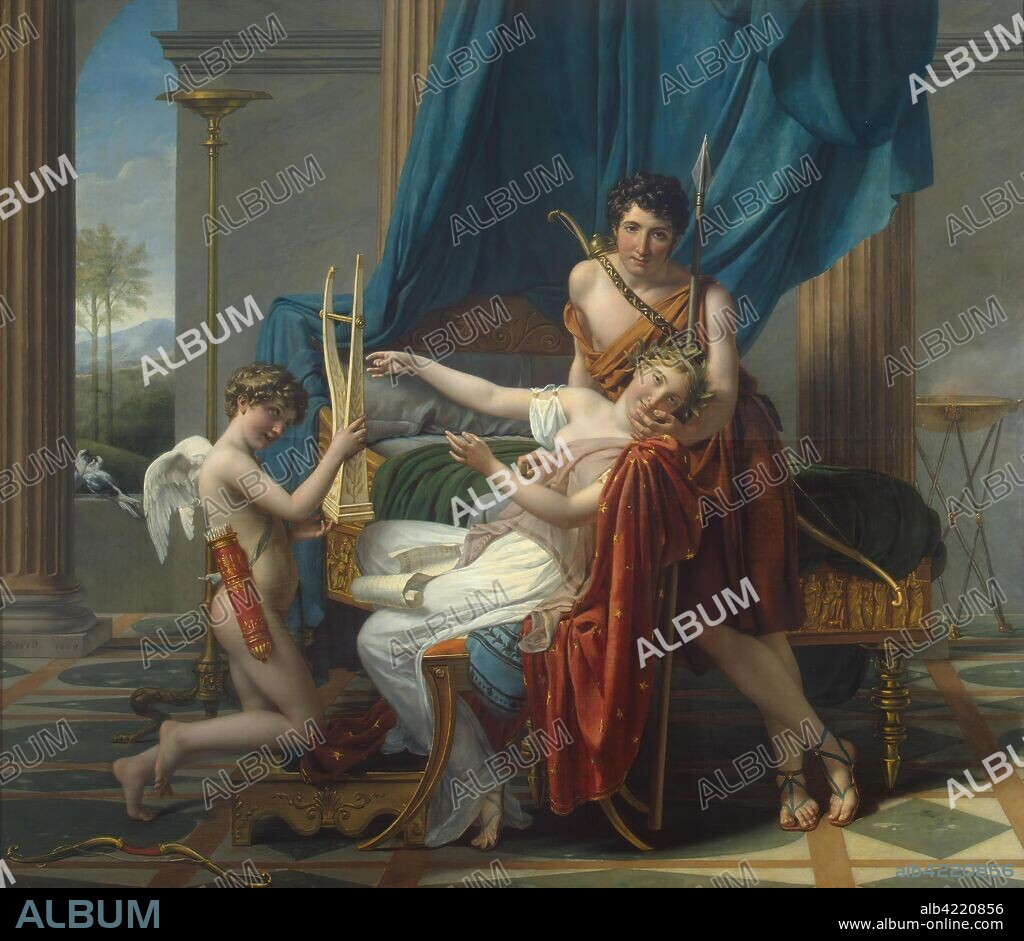 JACQUES LOUIS DAVID. 'Sappho and Phaon'. France, 1809. Dimensions: 225,3x262 cm.