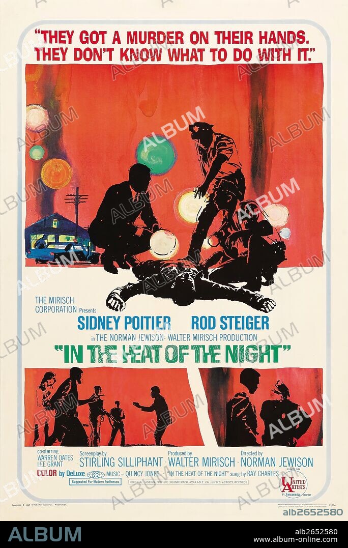 Poster of IN THE HEAT OF THE NIGHT, 1967, directed by NORMAN JEWISON. Copyright MIRISCH/UNITED ARTISTS.