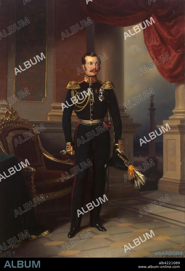 FRANZ KRüGER. 'Portrait of Grand Prince Alexander Nikolayevich'. Germany, Circa 1840. Dimensions: 98,5x70,5 cm.