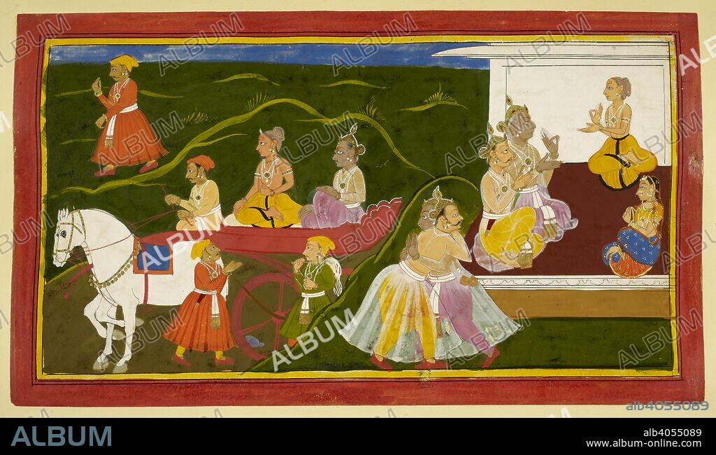 King Romapada's Court. Ramayana, Bala Kanda. Udaipur, 1712. King 