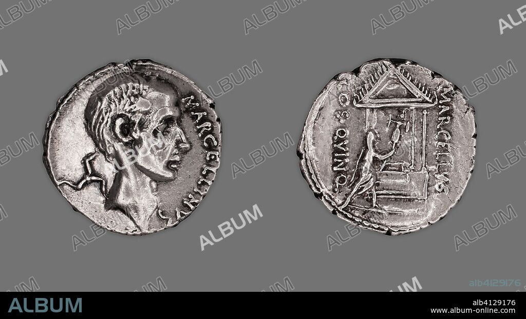 ANCIENT ROMAN. Denarius (Coin) Portraying Marcus Claudius Marcellus. Roman, minted in Rome. Date: 50 BC-49 BC. Dimensions: Diam. 1.8 cm; 3.93 g. Silver. Origin: Rome.