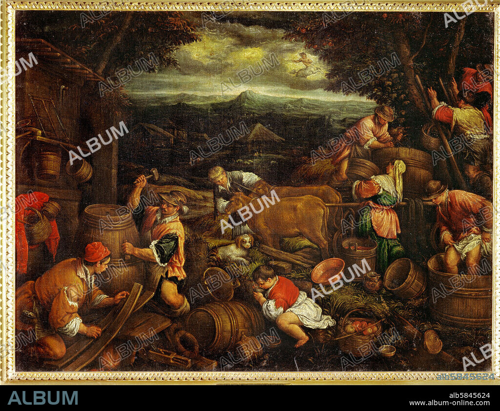 FRANCESCO BASSANO THE YOUNGER. Autumn (Grape harvest) Canvas, 115,5 x 145 cm Inv. 4287.