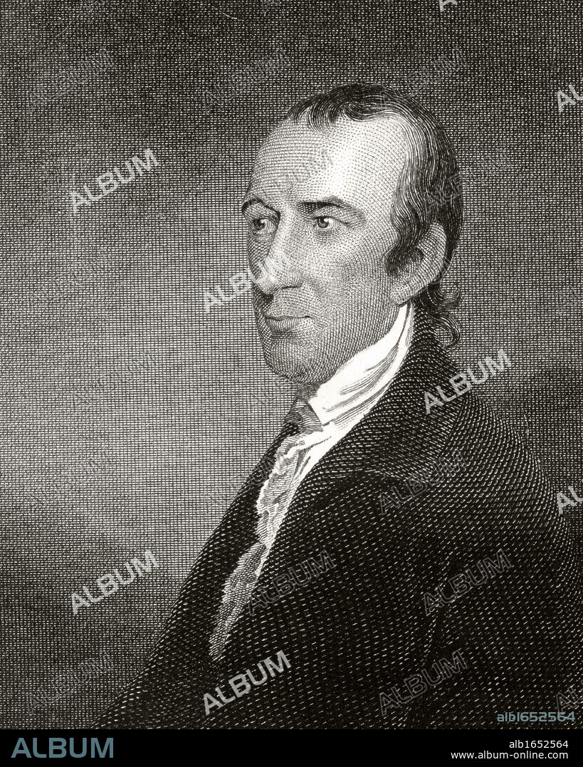 Thomas Stone 1743 to 1787 American statesman and Founding Father A signatory of Declaration of Independence 19th century engraving by G.B. Ellis from a drawing by J.B. Longacre from a painting by Pine.