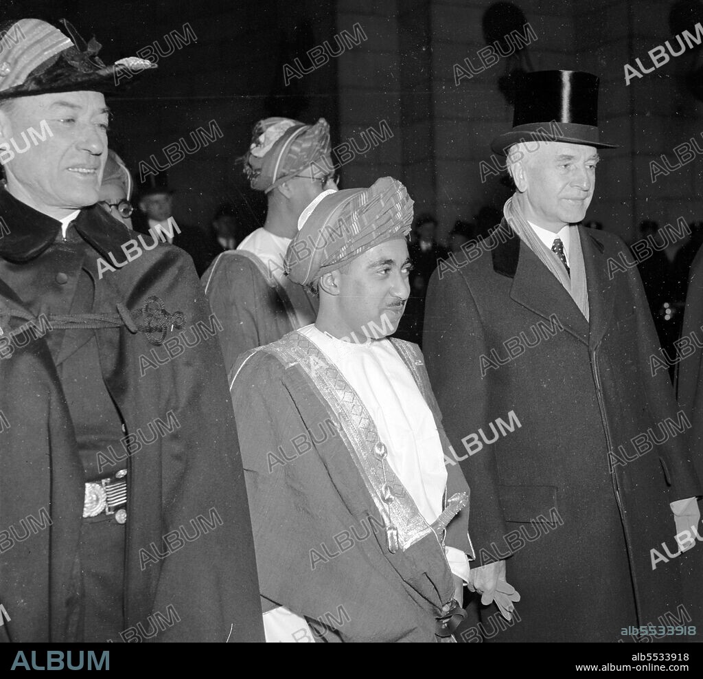 Sultan Said bin Taimur Bin Faisal arriving in Washington DC, USA, 1938, to repay a visit made by Edmund Roberts (1832), who was appointed by President Andrew Jackson to negotiate treaties with small nations of the Orient, with Secretary of State Cordell Hull. Said bin Taimur (13 August 1910 – 19 October 1972) (Arabic: ???? ?? ??????) was the sultan of Muscat and Oman (the country later renamed to Oman) from 10 February 1932 until his overthrow on 23 July 1970.