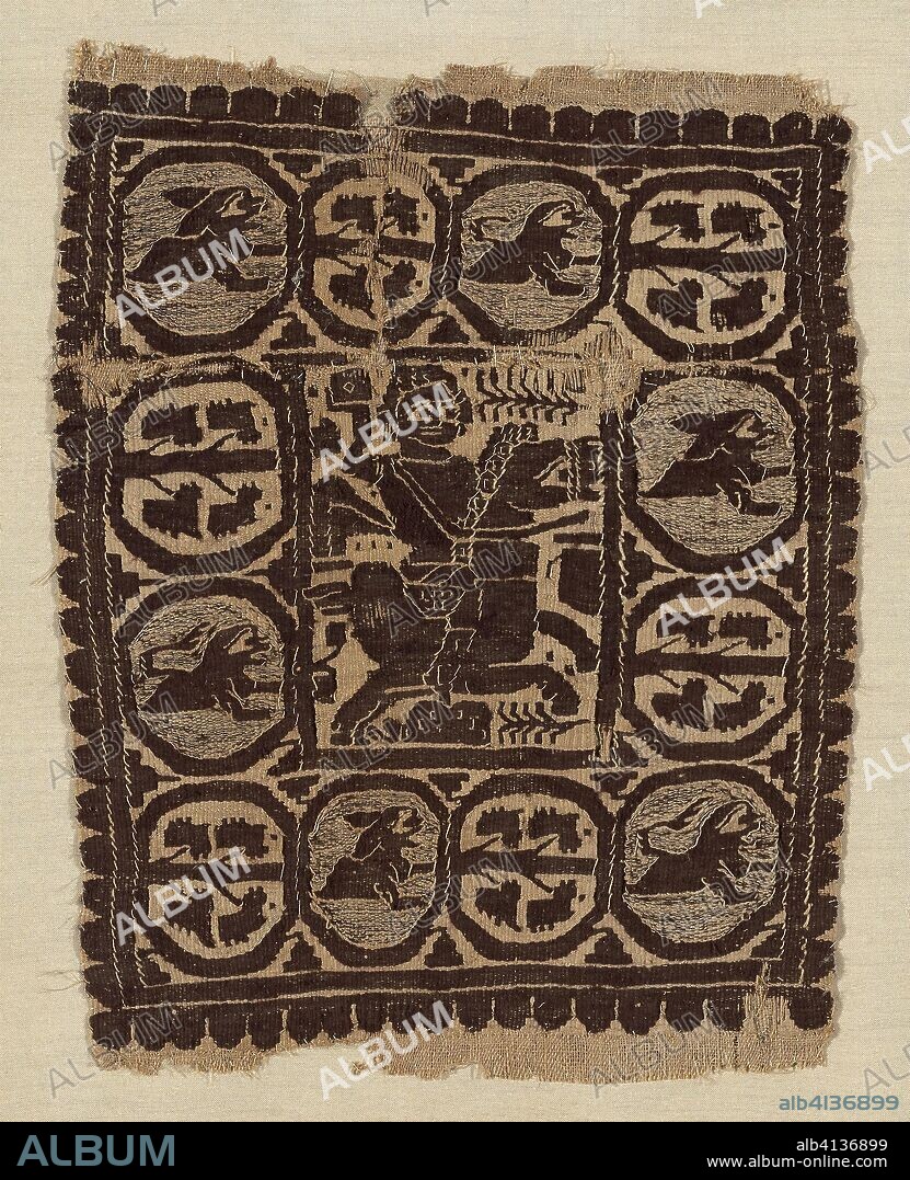 ANCIENT EGYPTIAN. Fragment. Coptic; Egypt. Date: 301 AD-500 AD. Dimensions: 30.5 × 24.1 cm (12 × 9 1/2 in.). Linen and wool, slit tapestry weave. Origin: Egypt.