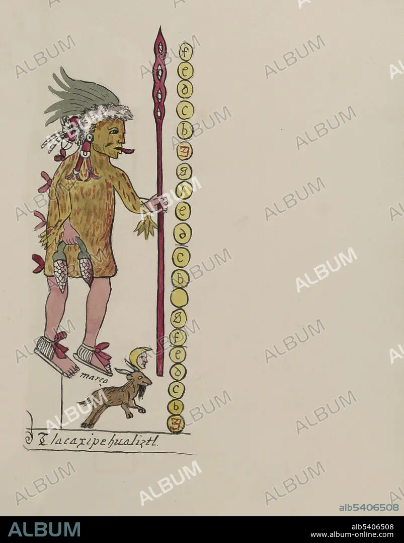 Tovar Codex, Tlacaxipehualiztli,2nd Month Aztec Calendar - Album 