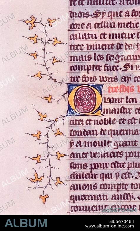 AN NIMO. Illumination French 1375. Textpage with initial