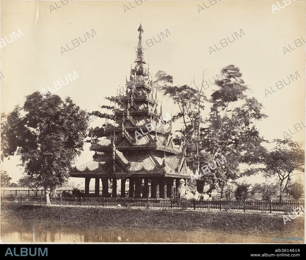 [Burmese Pagoda in the Eden Gardens, Calcutta]. Artist: Captain R. B. Hill. Dimensions: Image: 19.2 x 25.2 cm (7 9/16 x 9 15/16 in.)
Mount: 21.1 x 28.2 cm (8 5/16 x 11 1/8 in.). Date: 1850s.