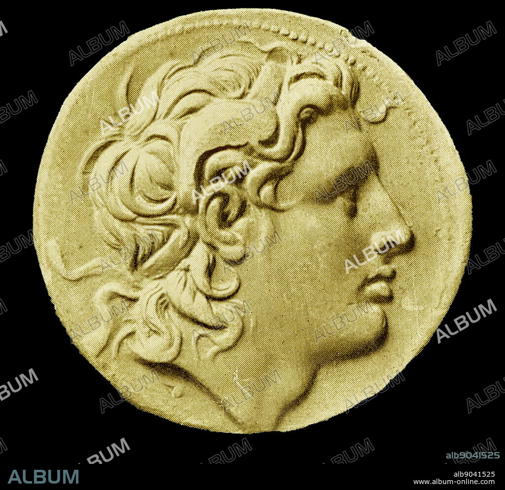 Portrait of Alexander the Great as "Lord of the Two Horns". Alexander III of Macedon (356 BC - 323 BC) a King of the Ancient Greek kingdom of Macedon and a member of the Agread dynasty. Dated 4th Century BC.