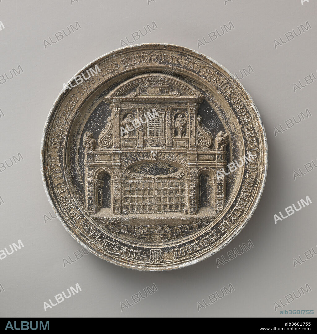 Memorial of the old Temple Bar. Artist: Medalist: C. H. Mabey; Medalist: J. Mabey. Culture: British. Dimensions: Diameter: 4 in. (10.2 cm). Date: 1878.