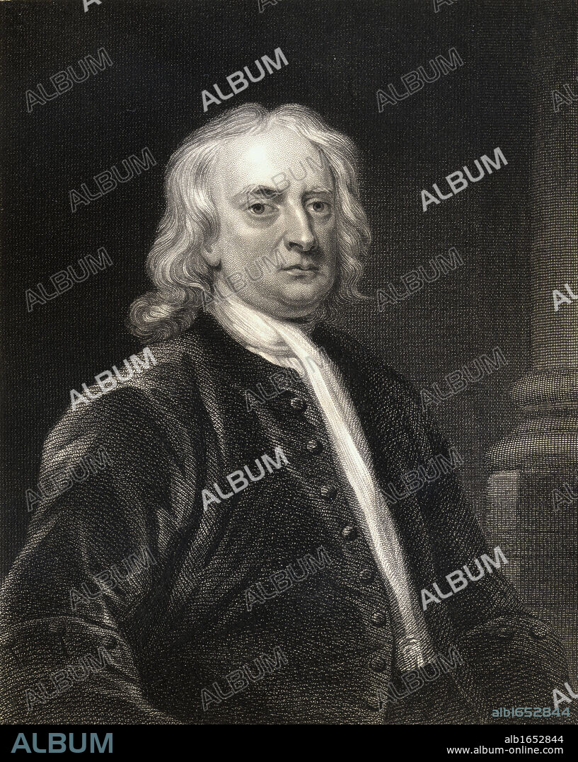 Sir Isaac Newton 1642-1727. English physicist and mathematician. From the book 'Gallery of Portraits' published London 1833.