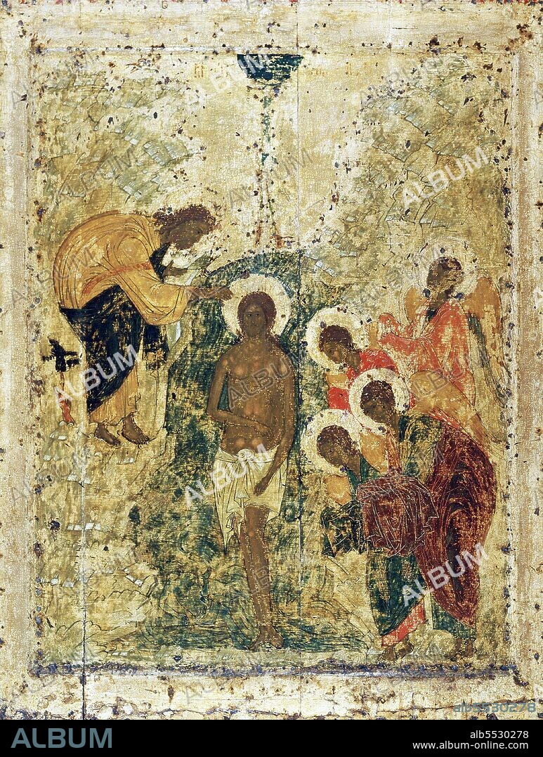 Russia: 'The Baptism of Christ', Andrei Rublev, tempera, Annunciation  Cathedral, Moscow Kremlin, c. 1405 - Album alb5530278