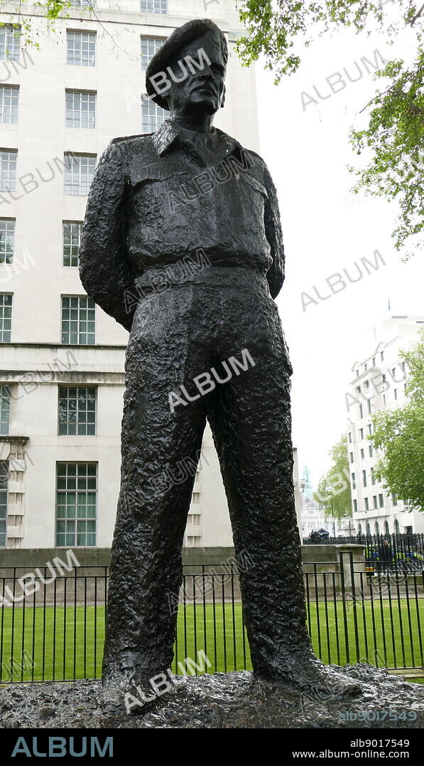 Statue of Montgomery in Whitehall, London, by Oscar Nemon, unveiled in 1980. Field Marshal Bernard Law Montgomery, 1st Viscount Montgomery of Alamein, (1887 - 1976), nicknamed "Monty" and "The Spartan General" was a senior British Army officer who fought in both the First World War and the Second World War.