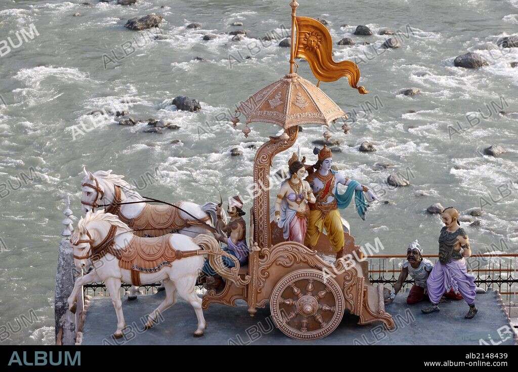 Gods' charriot in Rishikesh Lakshman temple overlooking the Ganges.