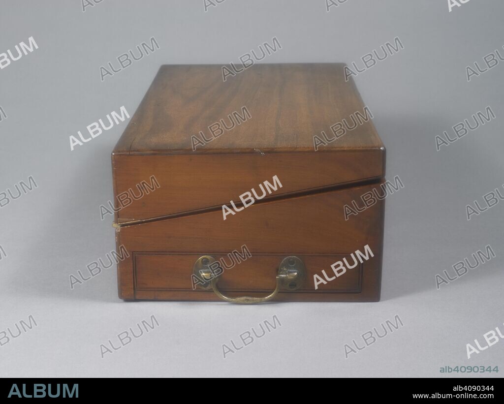 Portable writing desk that belonged to Jane Austen. Closed, side view. Portable writing desk that belonged to Jane Austen. 19th century. Source: Add. 86841.