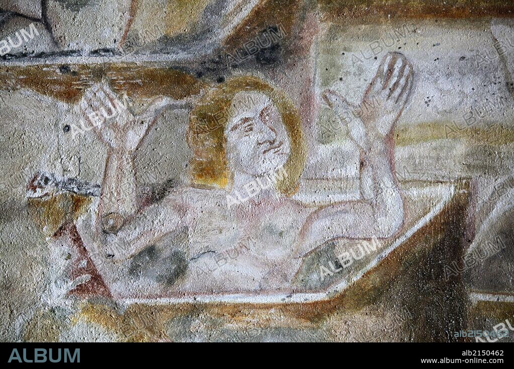 Romanesque painting depicting the Resurrection in Saint Peter's church, Brancion.