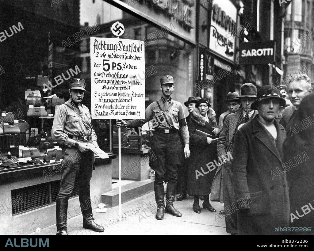 Kristallnacht or 'Crystal Night', also referred to as the Night of Broken Glass, was a pogrom against Jews throughout Nazi Germany and Austria that took place on 910 November 1938, carried out by SA (Sturmabteilung or Brownshirts) paramilitary forces and German civilians.<br/><br/>. German authorities looked on without intervening. The name Kristallnacht comes from the shards of broken glass that littered the streets after Jewish-owned stores, buildings, and synagogues had their windows smashed.