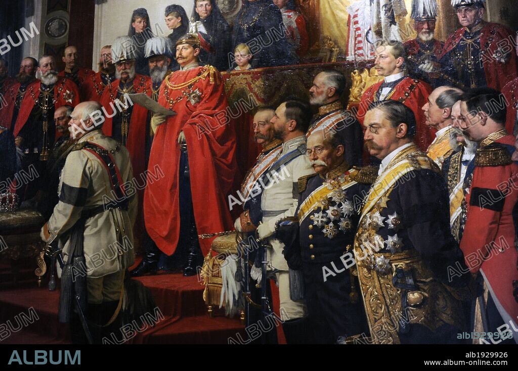 The Opening of the German Reichstag in the White Hall of the Berlin Schloss by Kaiser Wilhelm II on June 25, 1888. Detail. Painting finished in 1893 by Anton Von Werner (1843-1915). German Historical Museum, Berlin. Germany.