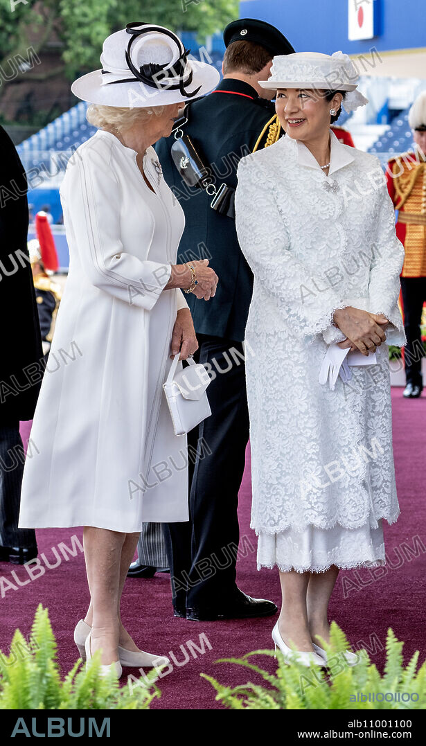 EMPRESS MASAKO OF JAPAN et QUEEN CAMILLA. June 25, 2024, London, London, United Kingdom: King Charles III and Queen Camilla with the Emperor and Empress of Japan, at a Ceremonial Welcome at Horse Guards Parade in London ,on the first day of their State Visit to the United Kingdom. (Credit Image: © i-Images via ZUMA Press).