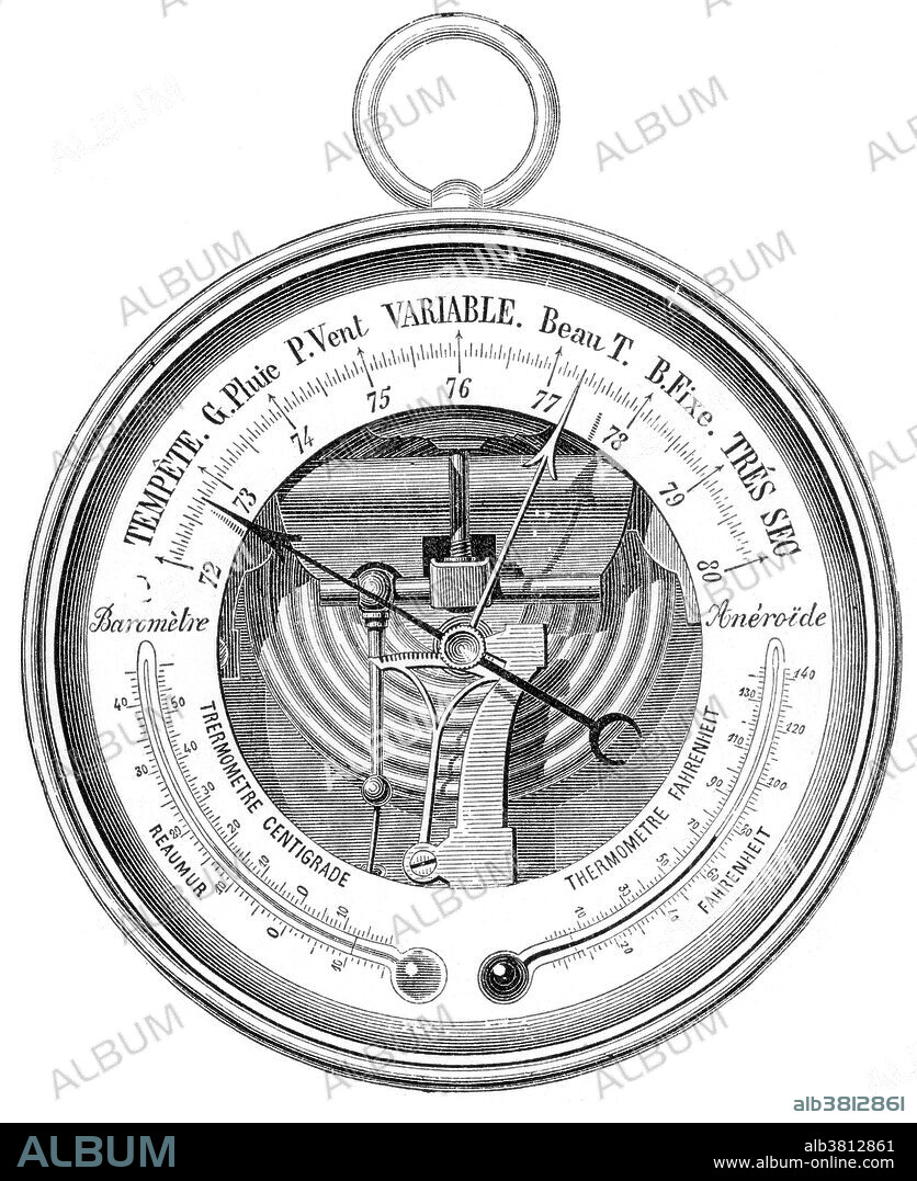 An aneroid barometer is an instrument for measuring pressure as a method that does not involve liquid. Invented in 1844 by French scientist Lucien Vidi, the aneroid barometer uses a small, flexible metal box called an aneroid cell (capsule), which is made from an alloy of beryllium and copper. The evacuated capsule is prevented from collapsing by a strong spring. Small changes in external air pressure cause the cell to expand or contract. This expansion and contraction drives mechanical levers such that the tiny movements of the capsule are amplified and displayed on the face of the aneroid barometer. Many models include a manually set needle which is used to mark the current measurement so a change can be seen. This type of barometer is common in homes and in recreational boats, as well as small aircraft. It is also used in meteorology, mostly in barographs and as a pressure instrument in radiosondes.