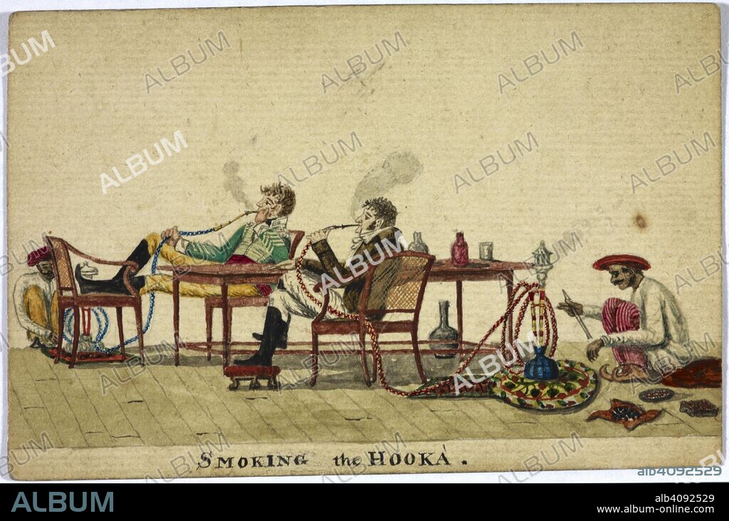 Smoking the Hooka. Bombay Views and Costume. 1810-11. India. Source: WD 315 no.28.