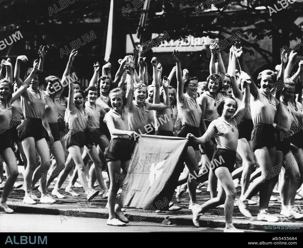 Youth Of The March - Jubilant Czech girls ***** as they parade through the  streets of ***** Prague, their healthy faces lighted by the ***** of group  activity. They were a - Album alb5455684