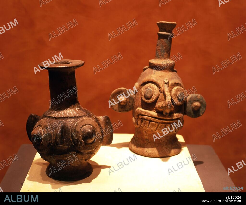 Mexico.Mexico D.F. .Museo Nacional de Antropologia.Vasijas de ceramica.Cultura de Teotihuacan.