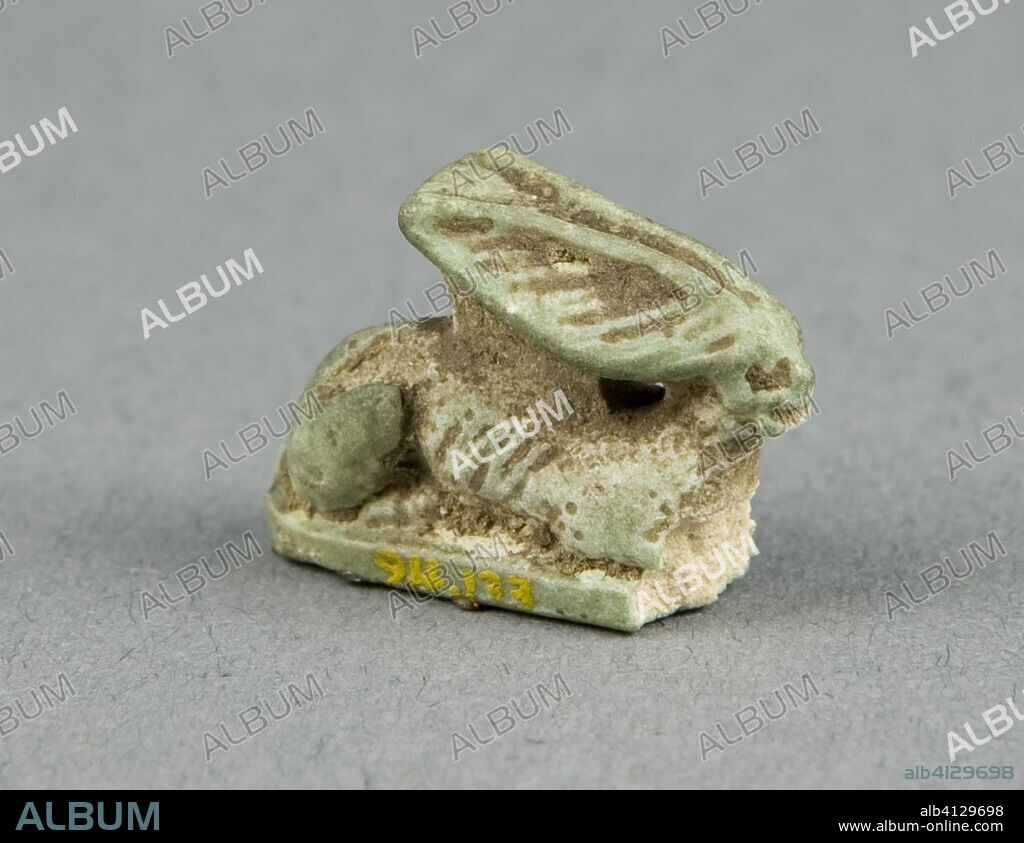 ANCIENT EGYPTIAN. Amulet of a Cape Hare. Egyptian. Date: 664 BC-332 BC. Dimensions: 1.3 x 1.9 x 0.6 cm (1/2 x 3/4 x 1/4 in.). Faience. Origin: Egypt.